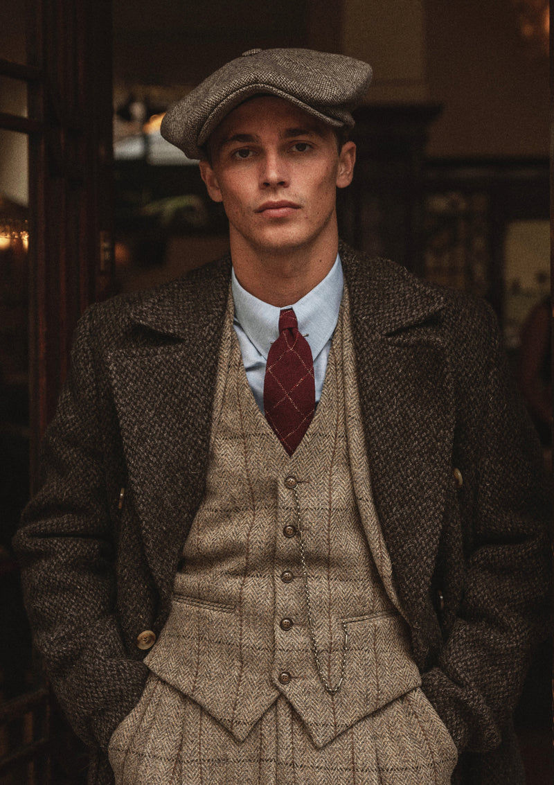 Brockman Harris Tweed Waistcoat - Light Grey & Cinnamon Check