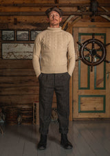 Clapperton Half Cable Knit Lambswool Sweater - Salted Canvas