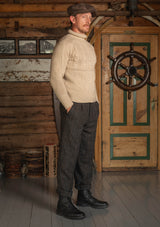 Clapperton Half Cable Knit Lambswool Sweater - Salted Canvas