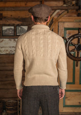 Clapperton Half Cable Knit Lambswool Sweater - Salted Canvas