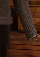 Clapperton Half Cable Knit Lambswool Sweater - Brown