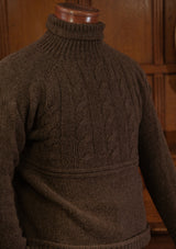 Clapperton Half Cable Knit Lambswool Sweater - Brown