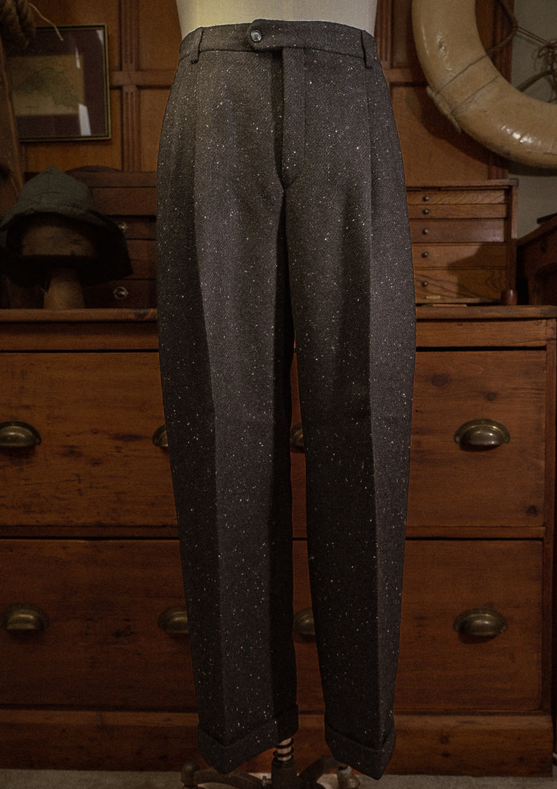 Coleman Harris Tweed Clark Trouser - Black w/ White Fleck & Turn Ups