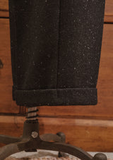 Coleman Harris Tweed Clark Trouser - Black w/ White Fleck & Turn Ups