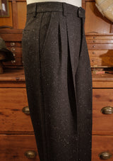 Coleman Harris Tweed Clark Trouser - Black w/ White Fleck & Turn Ups