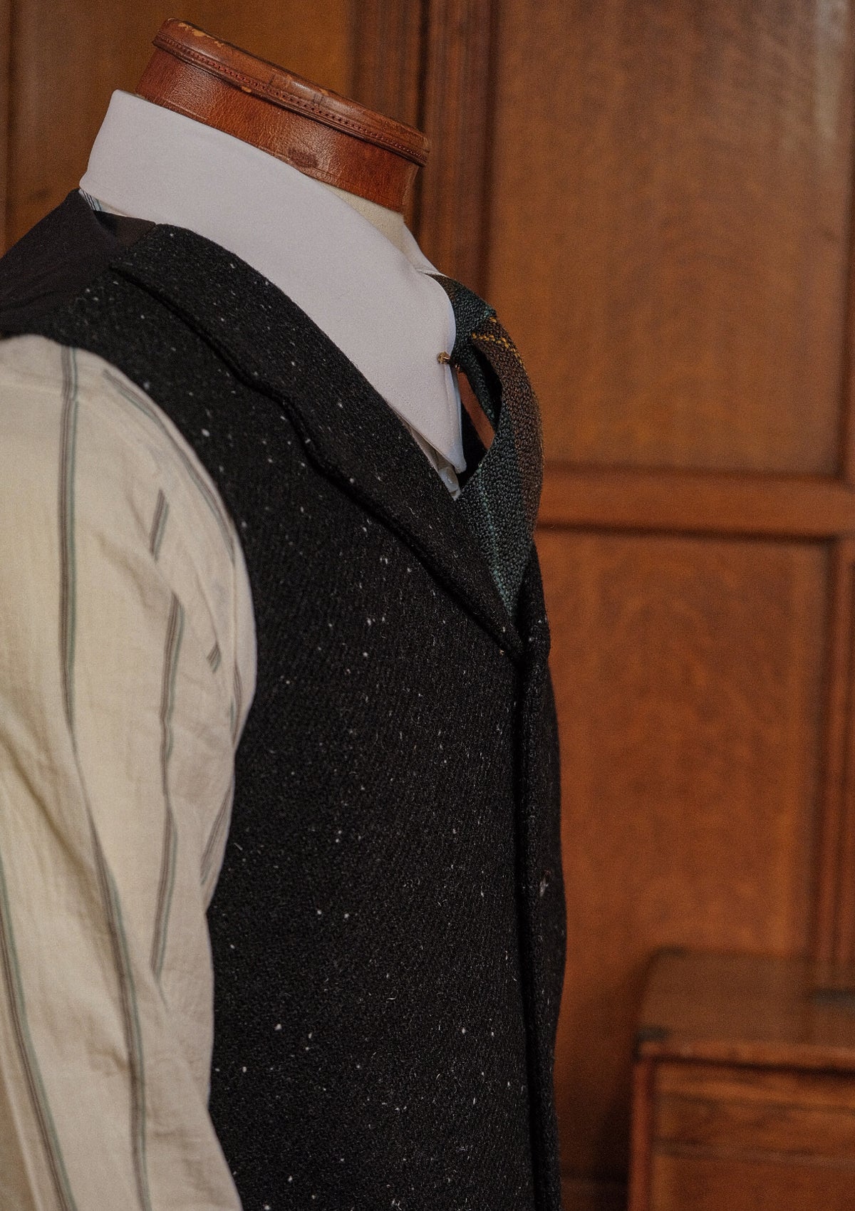 Coleman Harris Tweed Waistcoat - Black w/ White Fleck