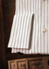 Grandad Collar Cotton Shirt - Vintage Stripe