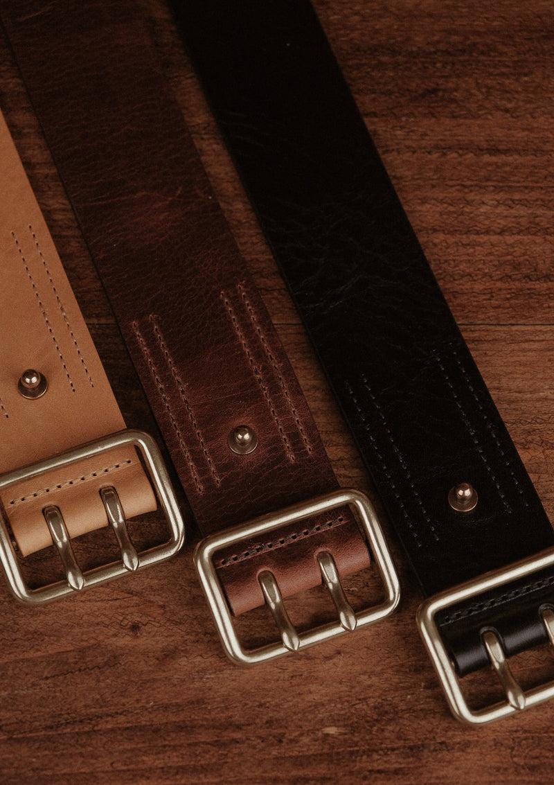 Saddle Leather Double Prong Belt - Brown