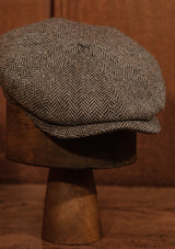 Ridgmount Baker Boy - (Narrow Width) Cream & Cocoa Herringbone Donegal Tweed