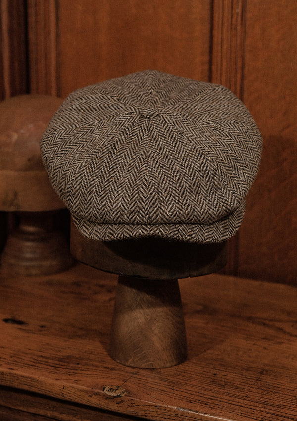 Ridgmount Baker Boy - (Narrow Width) Cream & Cocoa Herringbone Donegal Tweed