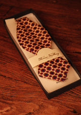 Cream Geometric Floral (Self-Tie) Diamond Point Bow Tie