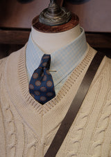 Cable Knit V-Neck Sweater - Biscuit