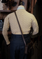 Cable Knit V-Neck Sweater - Biscuit