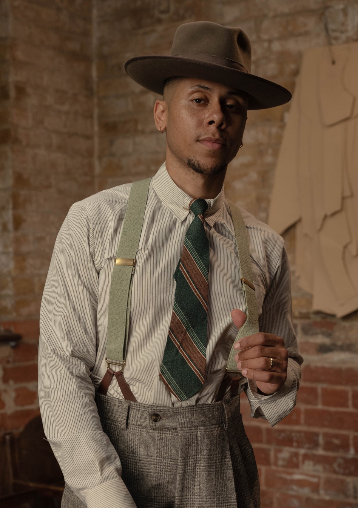 Cotton Workwear Shirt - Cream Pinstripe