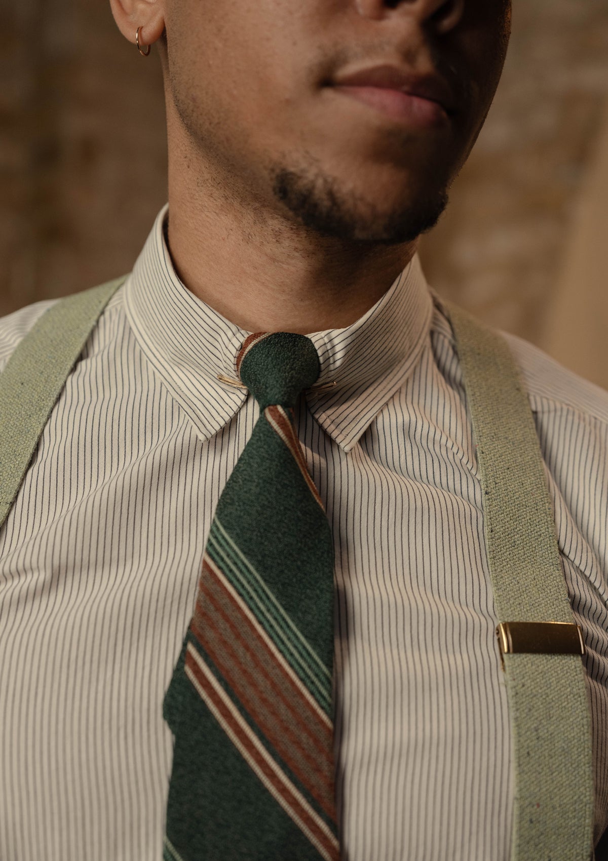 Cotton Workwear Shirt - Cream Pinstripe