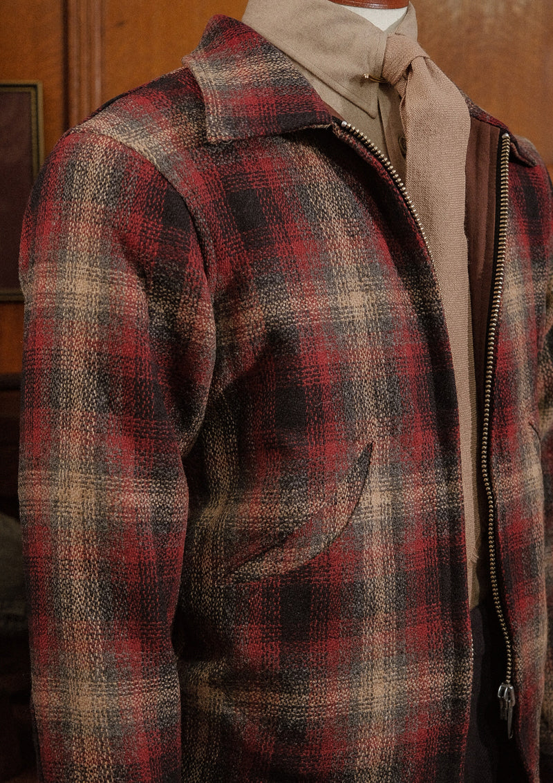 Midtown Pure Wool Cropped w/ 1940s Talon Zipper Jacket - Red & Navy Plaid