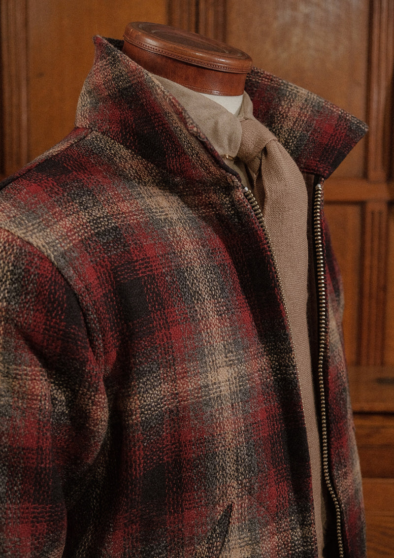 Midtown Pure Wool Cropped w/ 1940s Talon Zipper Jacket - Red & Navy Plaid