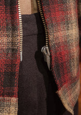 Midtown Pure Wool Cropped w/ 1940s Talon Zipper Jacket - Red & Navy Plaid