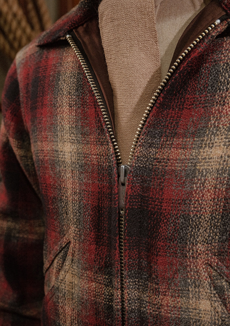 Midtown Pure Wool Cropped w/ 1940s Talon Zipper Jacket - Red & Navy Plaid