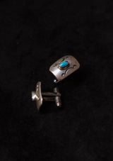 Native American Sterling Silver & Blue Turquoise Cufflinks
