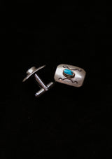 Native American Sterling Silver & Blue Turquoise Cufflinks