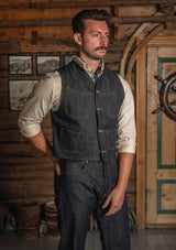 Rawlins Selvedge Denim Waistcoat - Indigo Blue