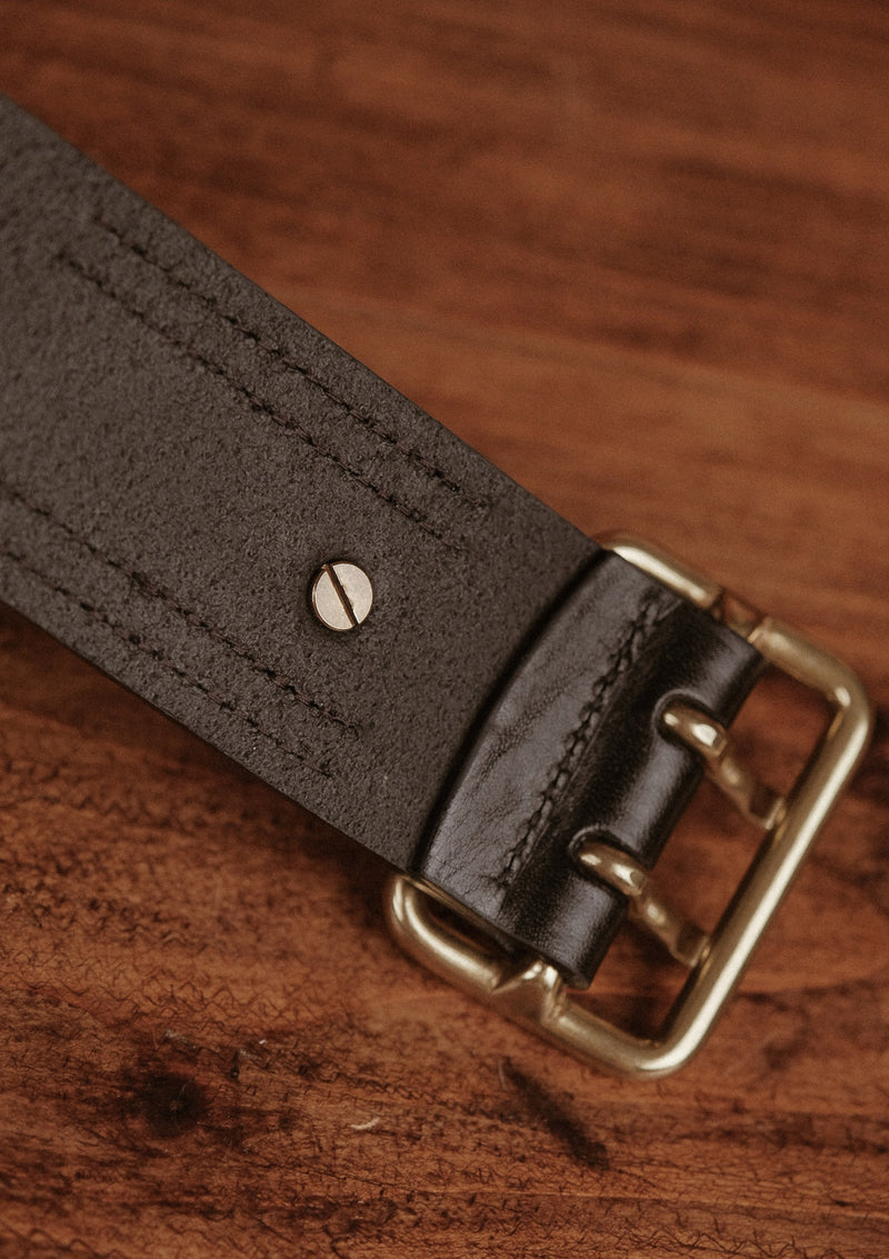 Saddle Leather Double Prong Belt - Black