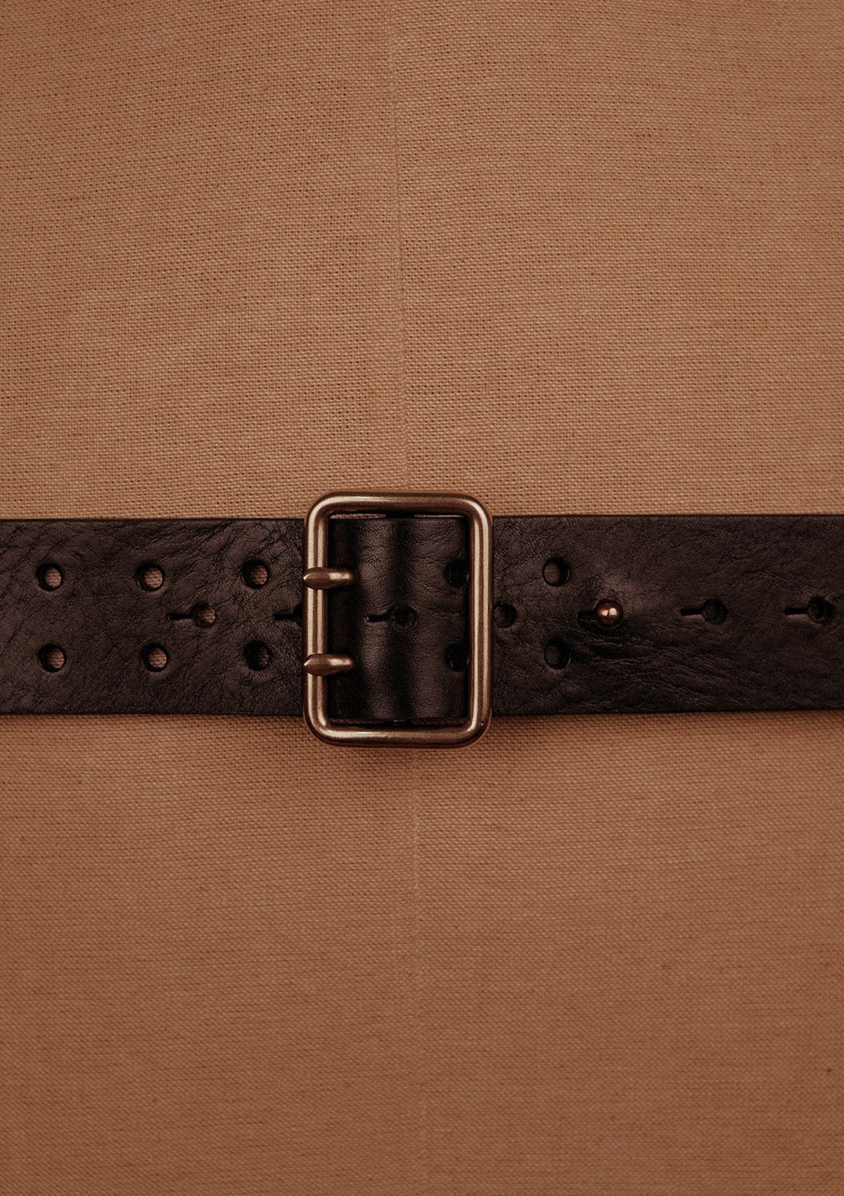 Saddle Leather Double Prong Belt - Black