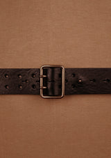 Saddle Leather Double Prong Belt - Black