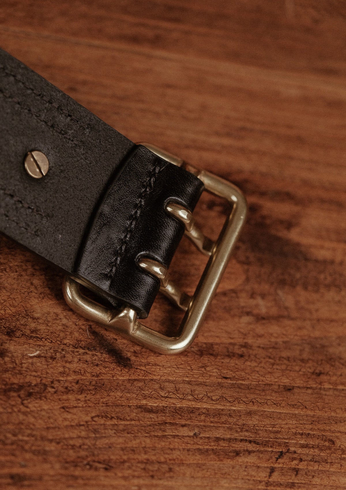 Saddle Leather Double Prong Belt - Black