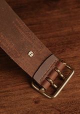 Saddle Leather Double Prong Belt - Brown