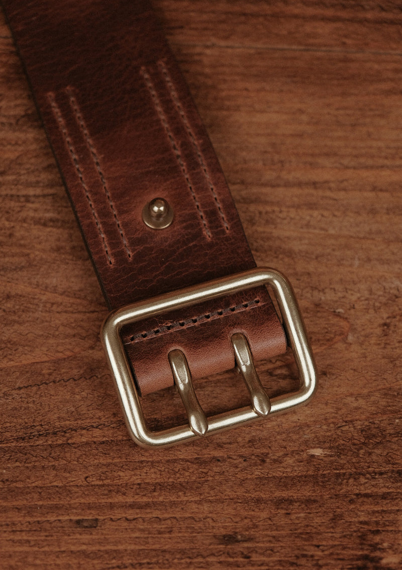 Saddle Leather Double Prong Belt - Brown