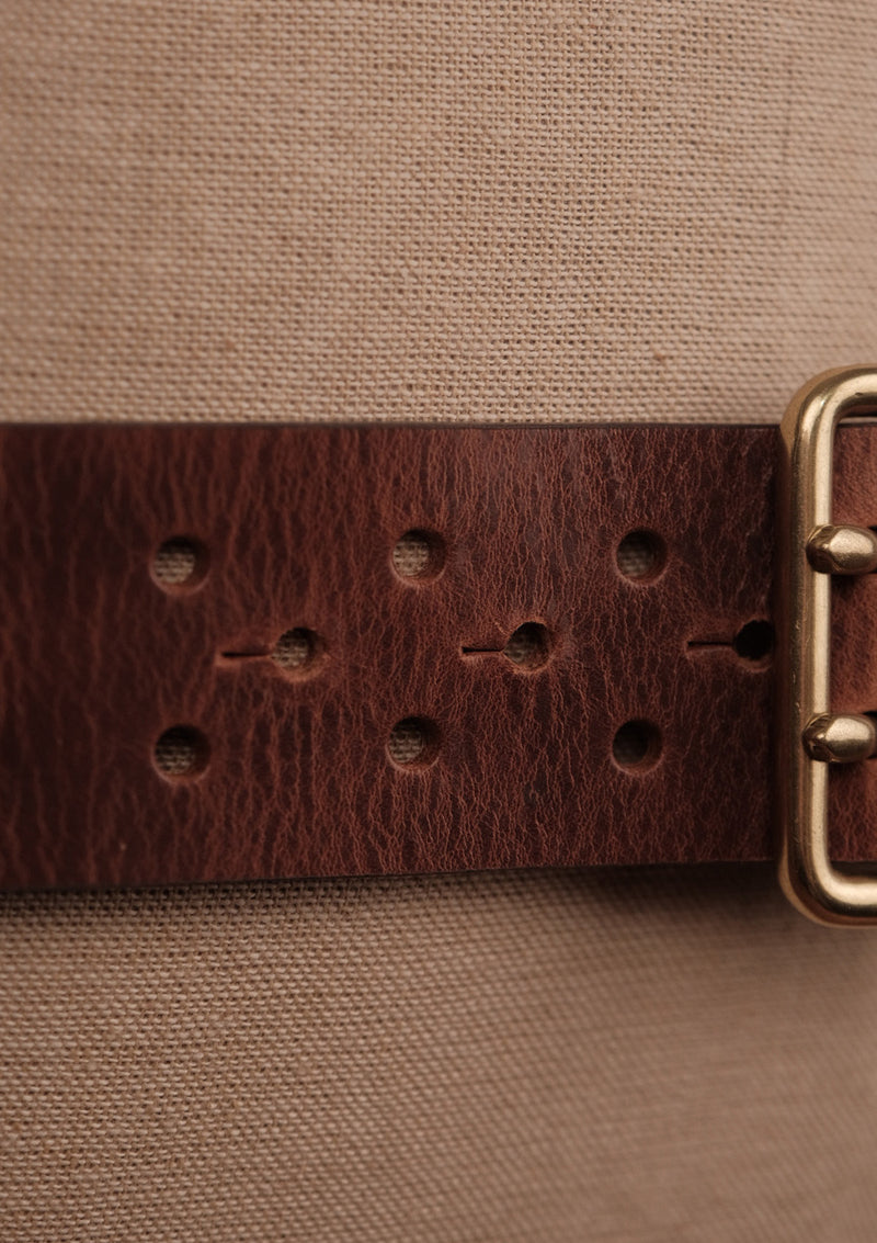 Saddle Leather Double Prong Belt - Brown