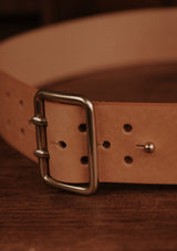 Saddle Leather Double Prong Belt - Light Tan