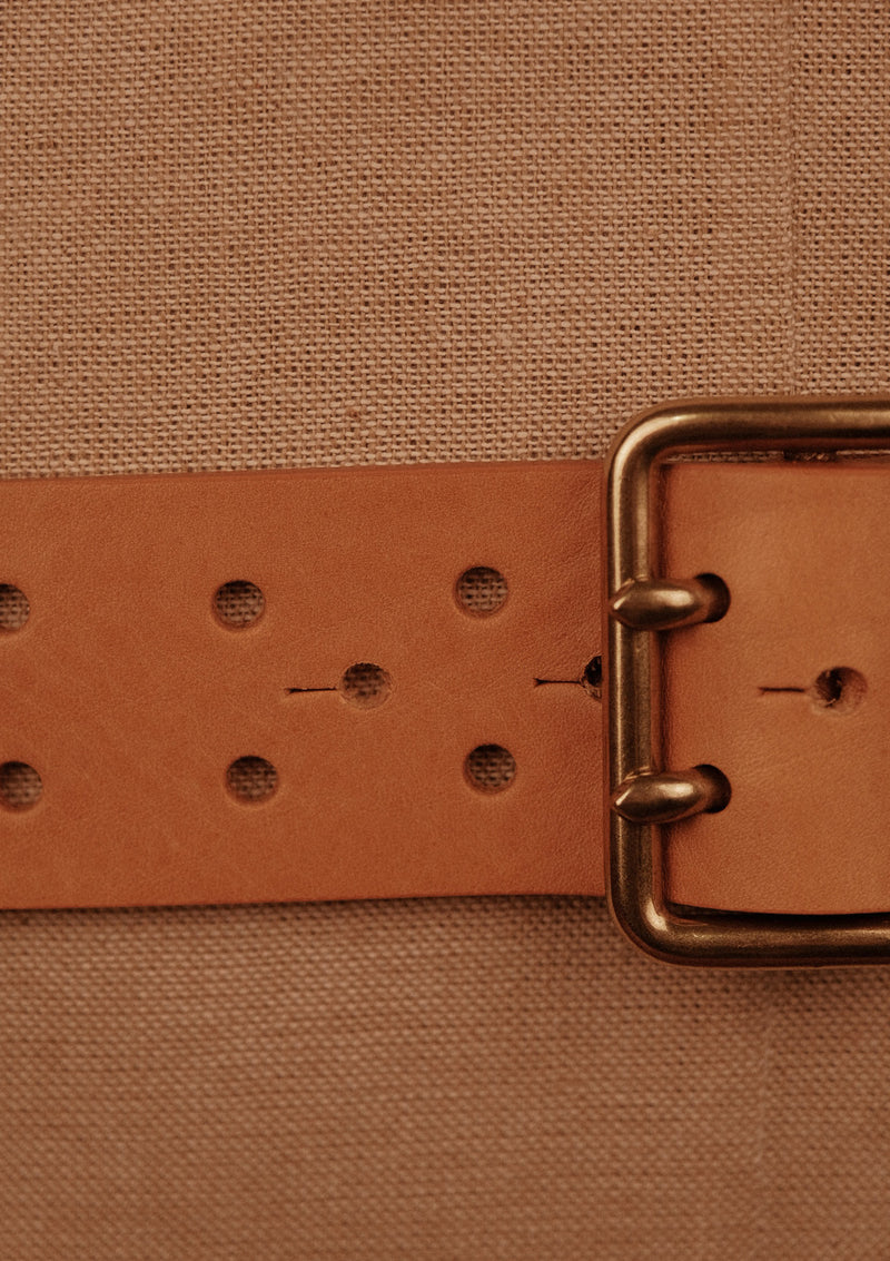 Saddle Leather Double Prong Belt - Light Tan