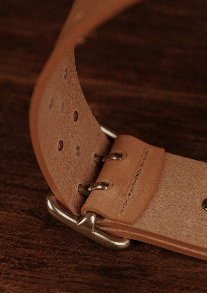 Saddle Leather Double Prong Belt - Light Tan