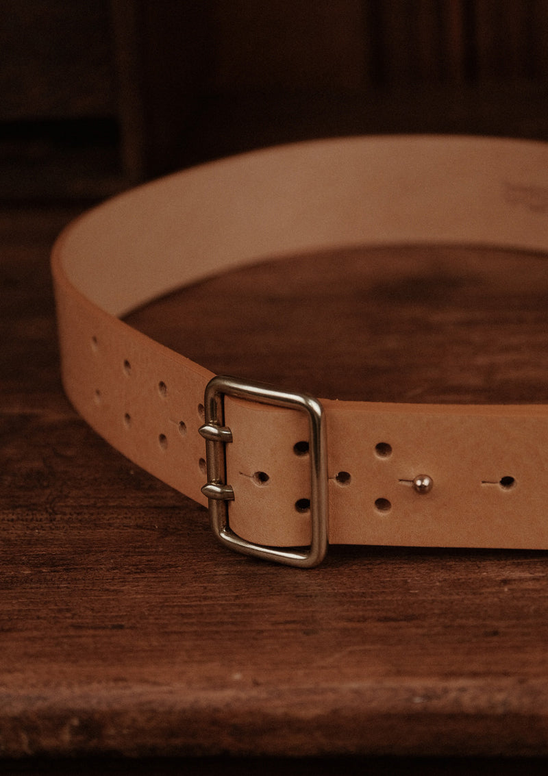 Saddle Leather Double Prong Belt - Light Tan