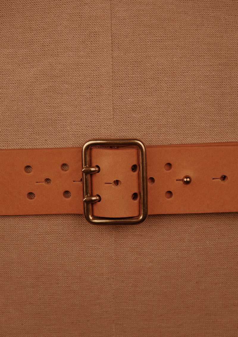 Saddle Leather Double Prong Belt - Light Tan