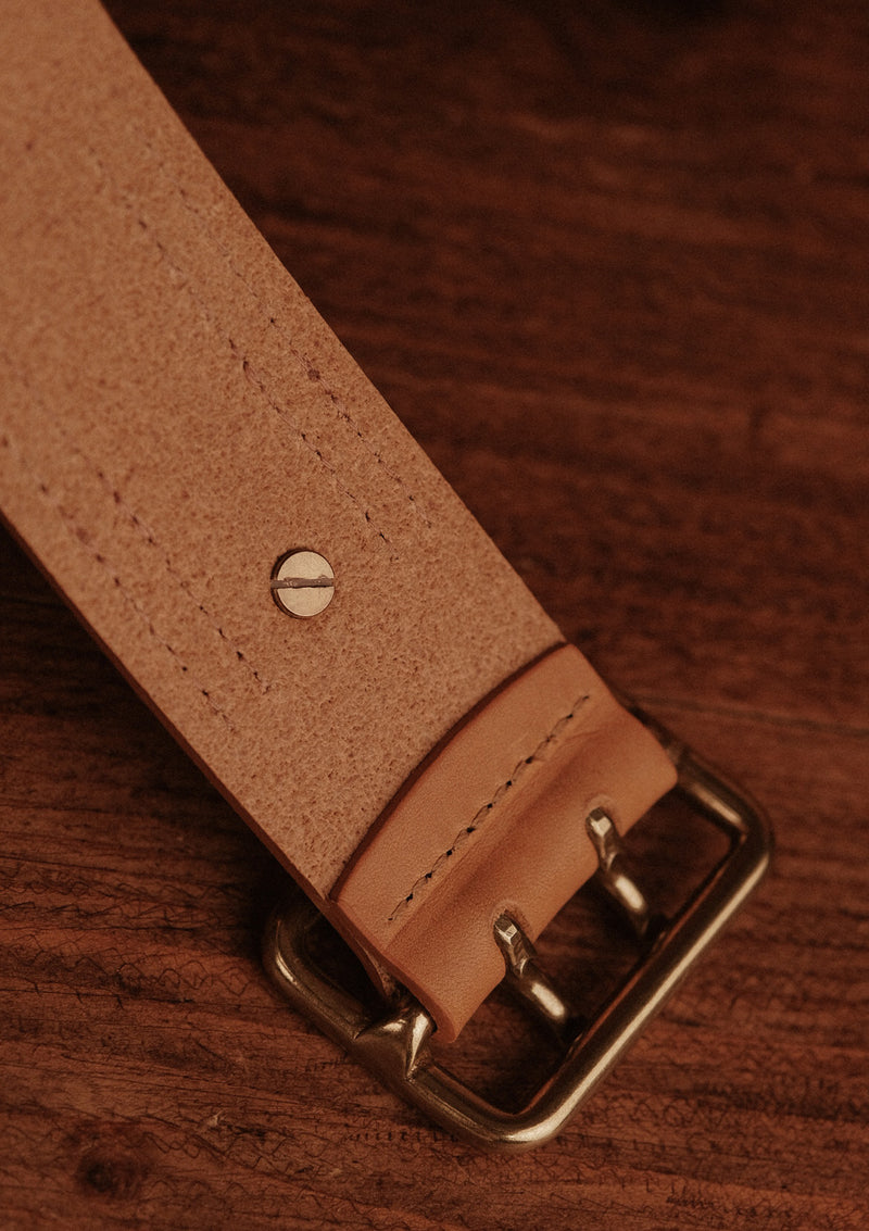 Saddle Leather Double Prong Belt - Light Tan