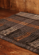 Double Width Merino Wool Scarf - Grey & Tan Check