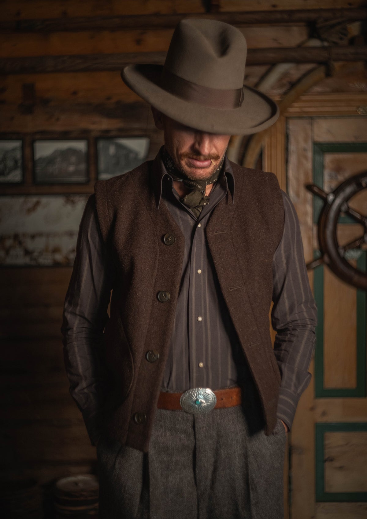 Ellison Pure Wool Gilet - Hickory Brown