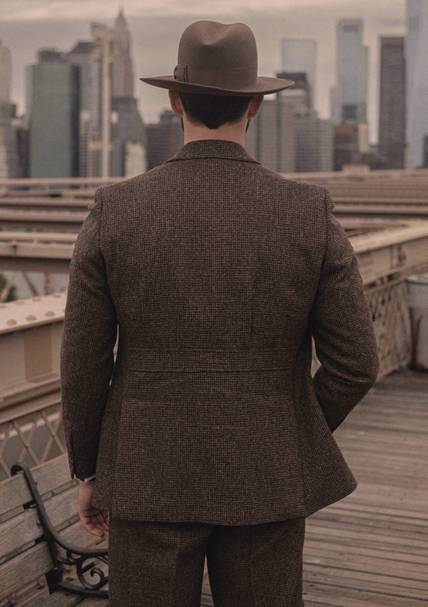Emile Merino Wool Jacket - Brown Micro Houndstooth