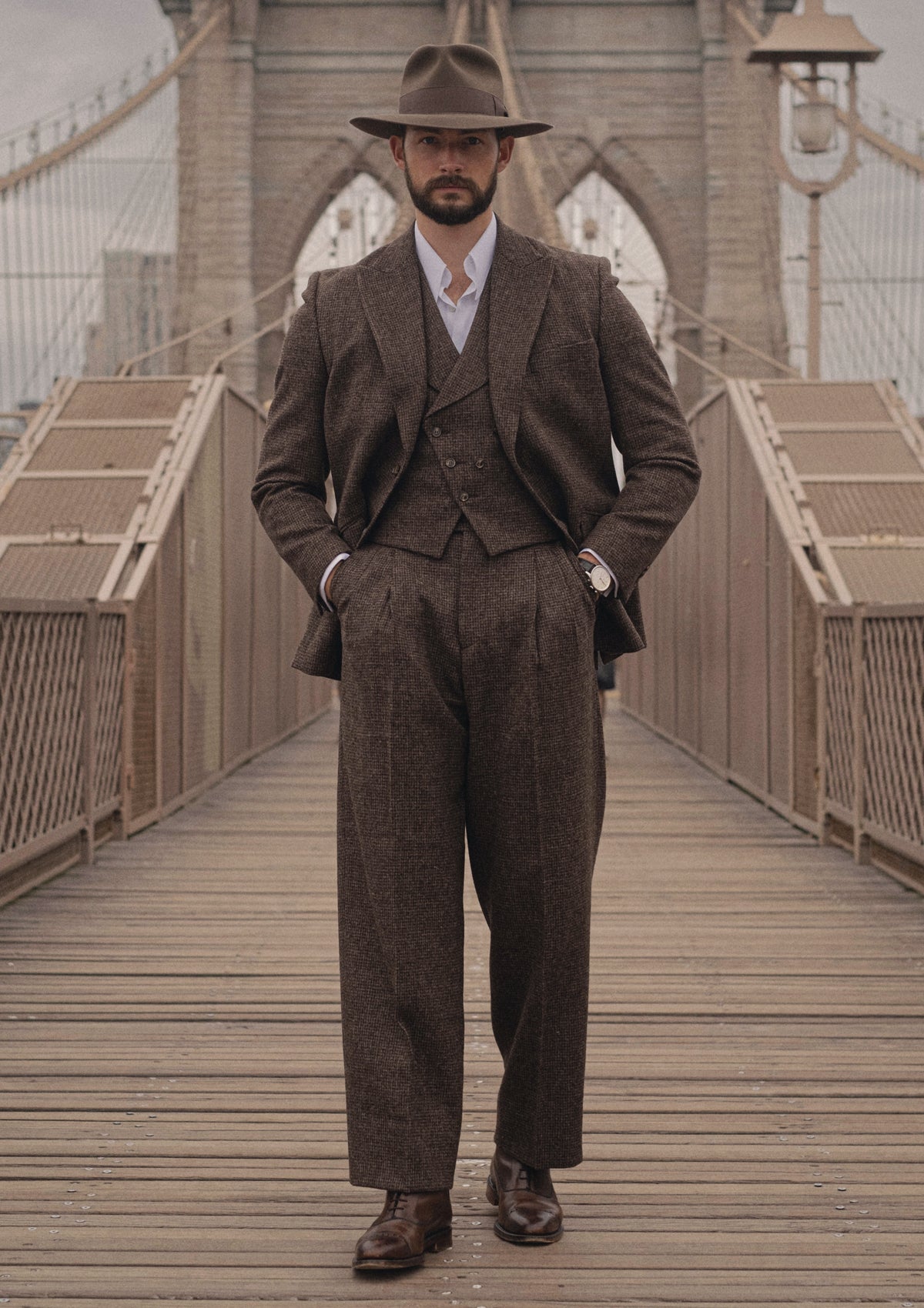 Emile Merino Wool Jacket - Brown Micro Houndstooth