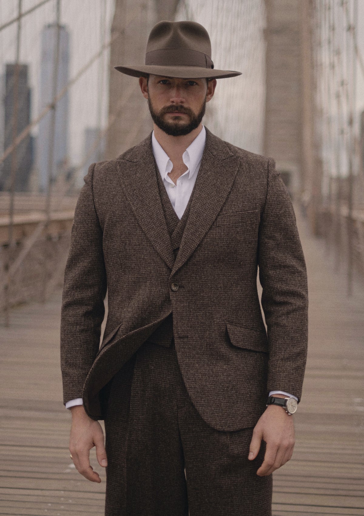 Emile Merino Wool Jacket - Brown Micro Houndstooth