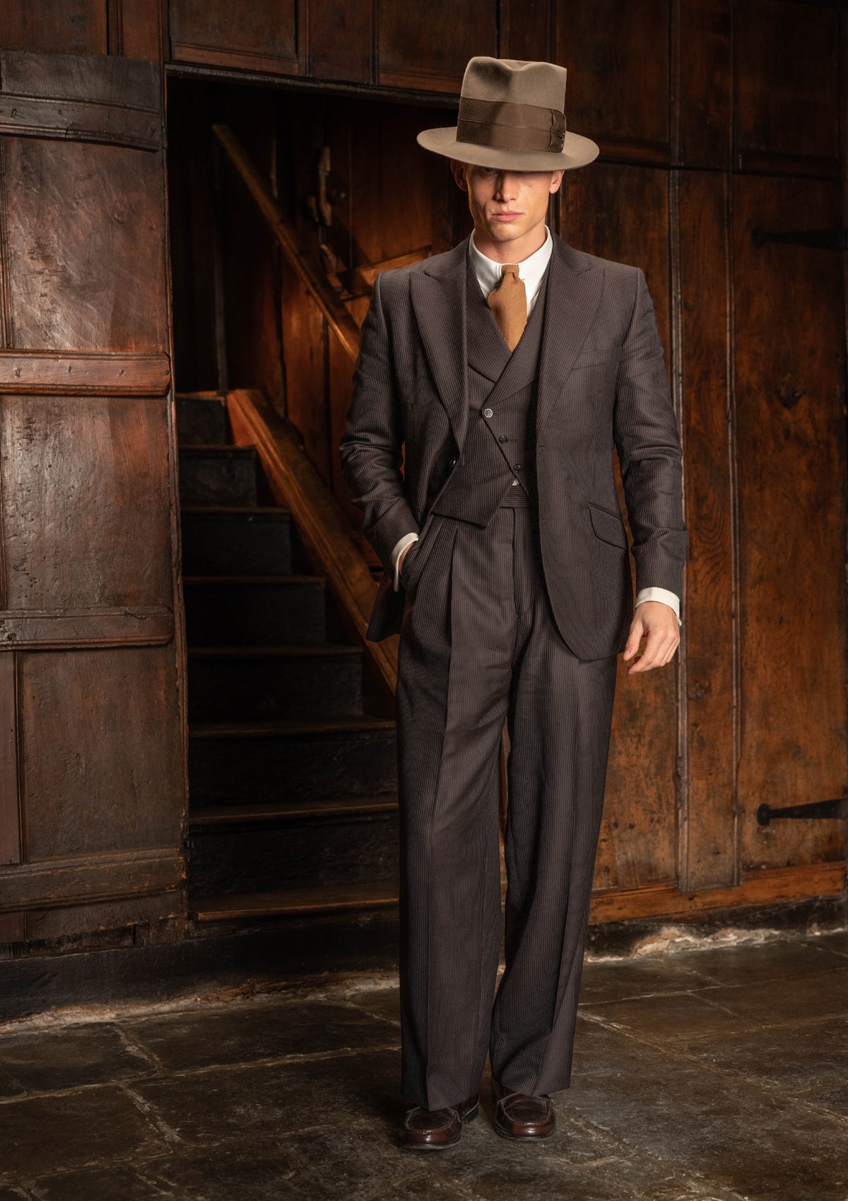 Emile Merino Wool Jacket - Tailor's Walnut Pinstripe