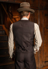 Emile Merino Wool Single Breasted Waistcoat - Tailor's Walnut Pinstripe