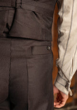 Emile Merino Wool Single Breasted Waistcoat - Tailor's Walnut Pinstripe