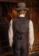 Emile Merino Wool Double Breasted Waistcoat - Tailor's Walnut Pinstripe