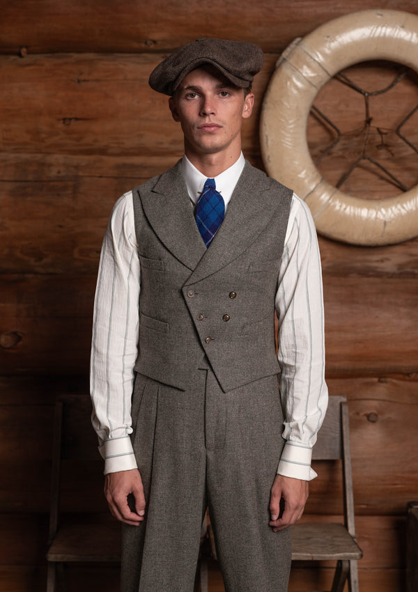 Emile Wool Flannel Double Breasted Waistcoat - Arctic Stone