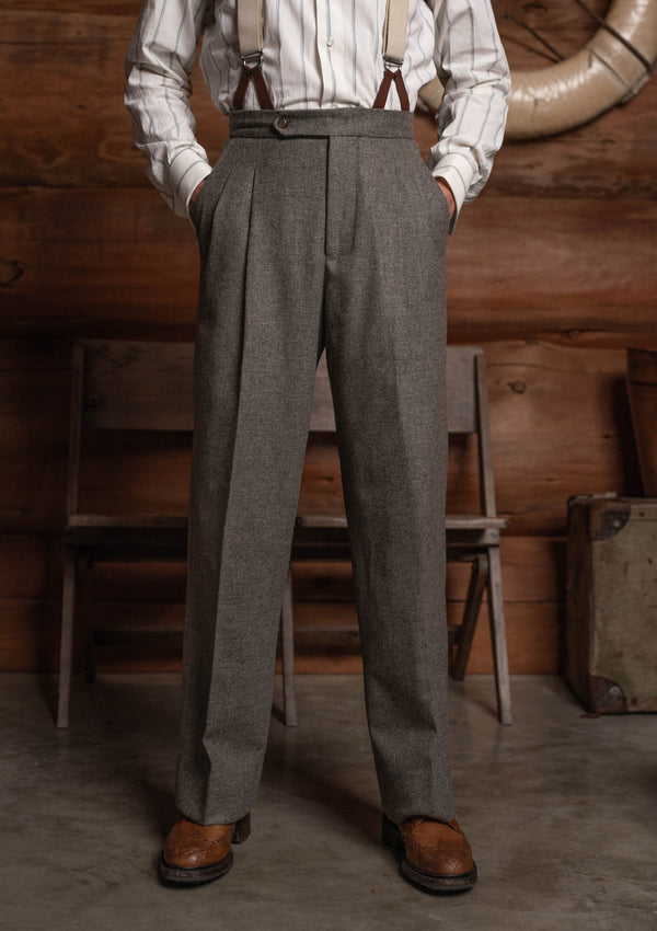 Emile Wool Flannel Clark Trouser (Without Belt Loops) - Arctic Stone